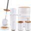 Modern European Style Household 6 Pieces Bamboo Lid Plastic Bathroom Sets Luxury Bathroom Accessories for Hotels