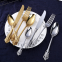 Elegant Royal 5 Star Hotel Mirror Polishing Metal Stainless Steel Silver Plated Wedding Cutlery Set