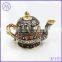 Vintage style colorful enameled tea pot design Russian Faberge egg trinket jewelry box