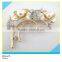 Gold Plated Metal Flower Design Pearl Brooch Strass Rhinestone Brooch 5x5cm