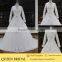 Newest Design High Neck Long Sleeve Appliqued Lace Crystal Beaded Long Train Luxury Muslim Wedding Dress