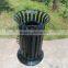 Powder coated metal receptacle bin outdoor dome top trash can
