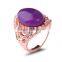 Fashionable rose gold natural gemstone finger ring for Christmas gift