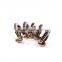 Retro Bronze Anti-Silver Zipper Hollow Stripe Half Circle Earring Clip Piercing Smoky Quartz Beads Cuff Earring For Women