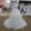 new arrival see-through lace boat neck ruffle wedding dress with long tail
