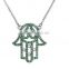 HY Fashion Jewelry Sparkling CZ Cubic Zirconia Hamsa Necklaces for Women