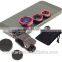 Clip 180 Degree Fish Eye Lens + Wide Angle + Micro Lens Kit for iPhone , Samsung Galaxy mobile phone camera lens