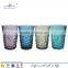 blue colored glass stemware