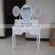 Roundhill Furniture Ashley Wood Make-Up Vanity Table and Stool Set White