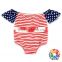 Baby Girls 4Th If July New Style Off Shoulder Flag Romper Fashion Design Flutter Sleeve Romper Baby