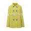 China factory custom made twill khaki double breasted short trench coat for women