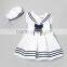 2017 Latest design Hot sale summer wholesale silk tutu baby clothing kids sleeveless baby girl blue stripe dress