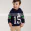 New monogram printed contrast kids wholesale hoodies