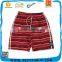 Red Stripe Digital Printing Kids Board Shorts in 100% Polyester Fabric