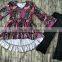 Wholesale Kids Girls floral dress black Ruffled Pants Outfit