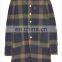 latest checked navy wool women coat new model oem service
