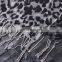 Factory Wholesale 2017 Latest Design Women Leopard Printing 100% Wool Scarf Autumn Winter Lady Fashion Long Tassel Wool Shawl
