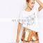 Plus size white front print t-shirt for wholesale