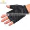 Unisex Black PU Leather Finger less Gloves Solid Female Half Finger Driving Women Men