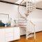 Modern Indoor Stairs Stainless Steel Wooden Steps Glass Spiral Staircase