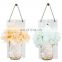 Mason Jar Sconces for Home Decor, Rustic Wall Shelves Hydrangea Flowers, Farmhouse Home with LED Lights and Silk Wood 500sets