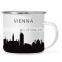 Custom promotional 12oz capacity blue enamel coffee printing decal enamel mug with decal printing