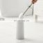 2021 Creative replaceable bristle white and black plastic and stainless steel bathroom toilet brush holder with lid