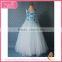 White voile cover short cap sleeve powder blue gauze dress halloween costume