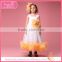 Flower girl white and yellow feather dresses for wedding, girl party dresses 1-9 years
