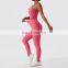 3 Pcs Soft Ribbed Gym Leggings For Women Sets High Waist Yoga Sexy Fitness Bra