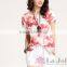 Latest Summer Fashion Ladies Flower Printed Chiffon Short Sleeves T-shirt 108