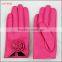 ladies cheap PU leather hand gloves rose with roses