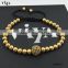 2016 Latest Round bead beaded Bracelet golden luck jewelry,man wrap beaded bracelet