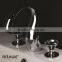 3-hole wash basin faucet curved dual handle high quality plating brass faucet 2016