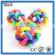 Colorful rainbow soft rubber dog chew bell ball, TPR woven teeth-cleaning pet toy chew bell ball