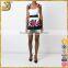Women multicolor sleeveless flower applique mini dress
