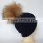 Children Handmade New Design Baby Colourful Hats For Kids With Raccoon Fur Balls Knitted Baby Kids Hats