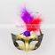 Costume party plastic mask/halloween feather coloured drawing mask