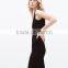 New arrival sleeveless long black maxi dress in flat knit rib fabrics