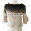 New style ladies` real mink fur top with 3/4 sleeve,Gradient color,KZ14082