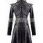 New Black Faux Leather Goth Steampunk Military Coat For Men