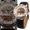 Rose Gold Steampunk Transparent Skeleton Roman Numerals Men's Mechanical Watch