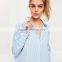 Simple fashion style casual bf shirt lady long sleeve striped blouse