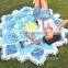 New Design cotton terry reactive printed round beach towel with tassel