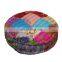 Silk Patchwork Round Floor Cushion Wholesale Silk Sari Patchwork Kantha Ottoman