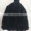 Knitted mink beanie fur tuque hat for women