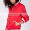 Polyester satin woman varsity jacket, custom tailored bomber jacket clothes women