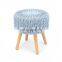 Customized modern style blue woolen yarn covered furniture type footstool  feet ottoman