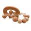 Hand Made Beech Wooden Baby Teething Ring Toys