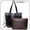 genuine leather hand bag fashion handbag design tassel tote bag with small cloth clutch for lady